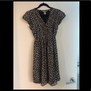 H&M black and white polka dot dress with wrap belt